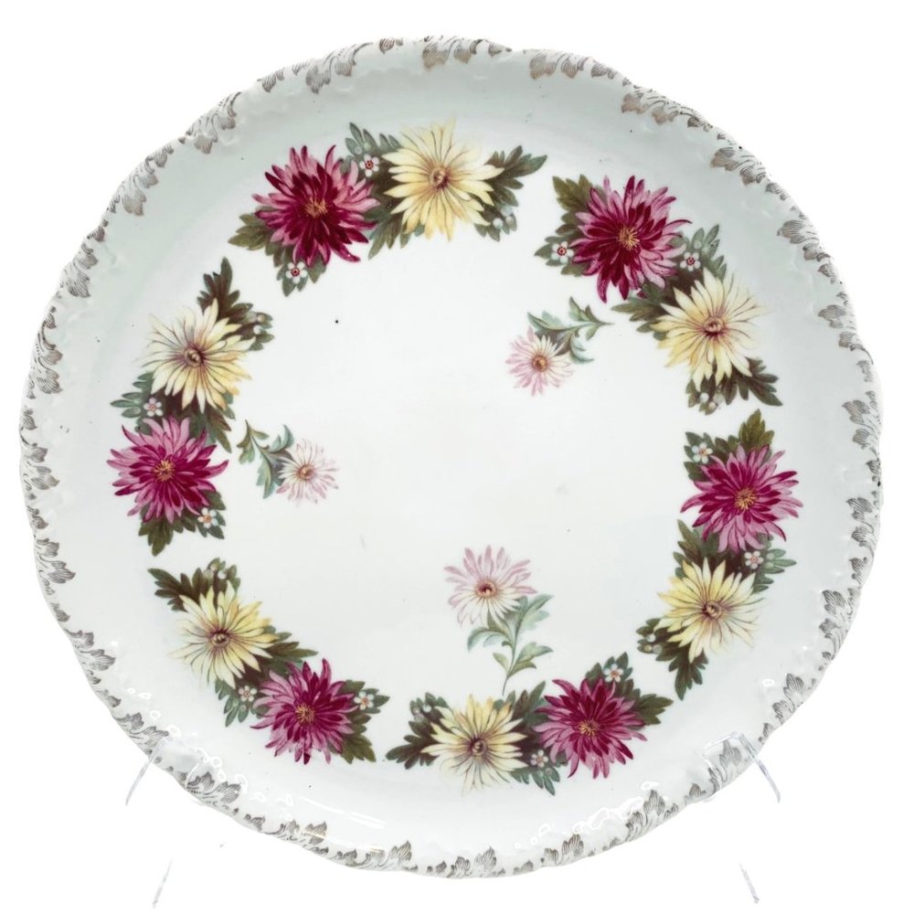 Vtg R&C Rosenthal Continental Monbijou Cake Plate Bavaria Germany Chrysanthemum